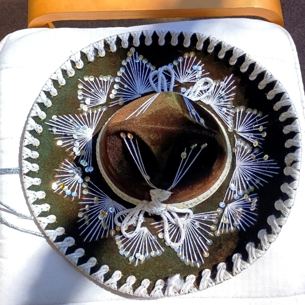 Genuine Vintage Small Kid Size Detailed Piggalle Mexican Sombrero